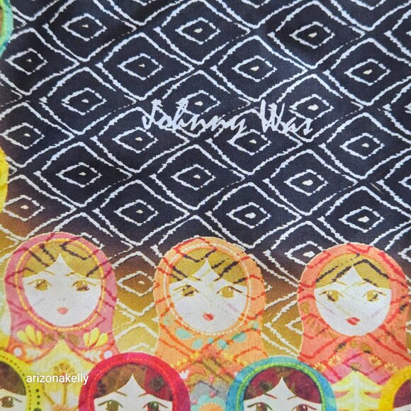 NWOT Johnny Was Silk Scarf Matroyshka Nesting Dolls #9 - Picture 2 of 10
